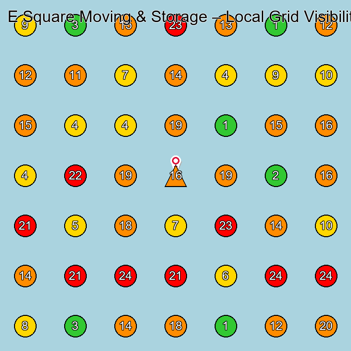 E Square Moving & Storage Moving And Storage Service GeoGrid ranking map for None